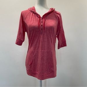 Lucy Athletic Lightweight Tunic Top Hood 1/4 Button Up Womens Size Small